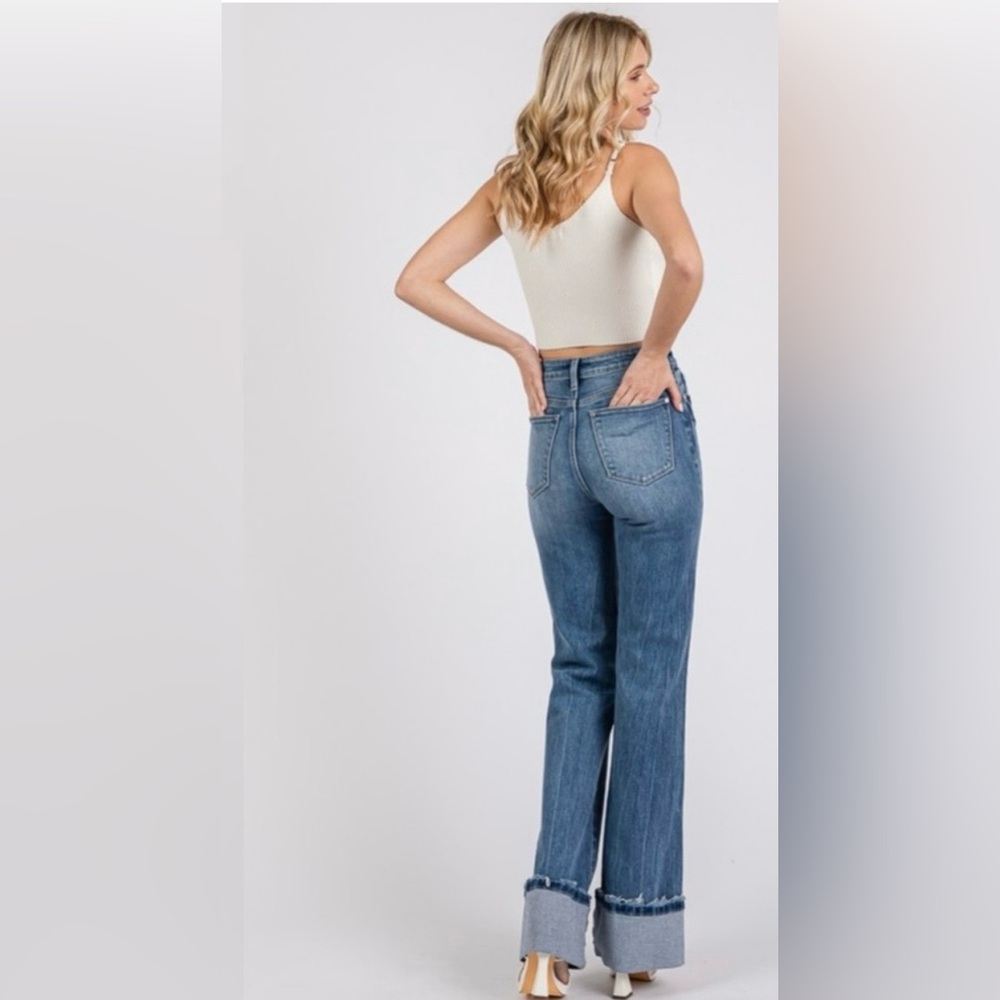 *New Petra 153 High Rise wide leg cuffed Distressed Jeans Sz 28 - Picture 4 of 13